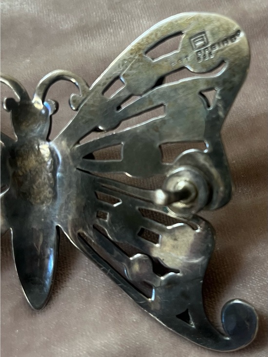 Vintage Pat Areias Sterling Silver and Gemstone Butterfly Belt Buckle main image 4